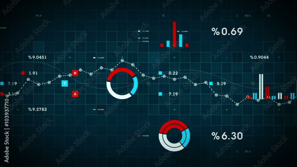 Graphs and other business data developing over time. Available in multiple color options. All clips loop seamlessly.