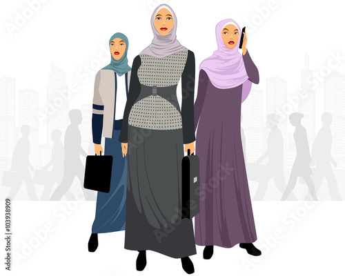 Three businesswomen in city