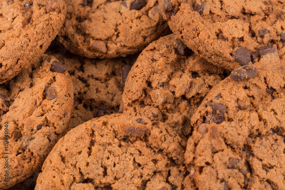 Chocolate chip cookies isolated on white Chocolate chip cookies isolated on white