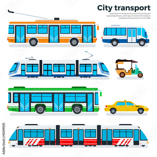 Types of city transport isolated on white