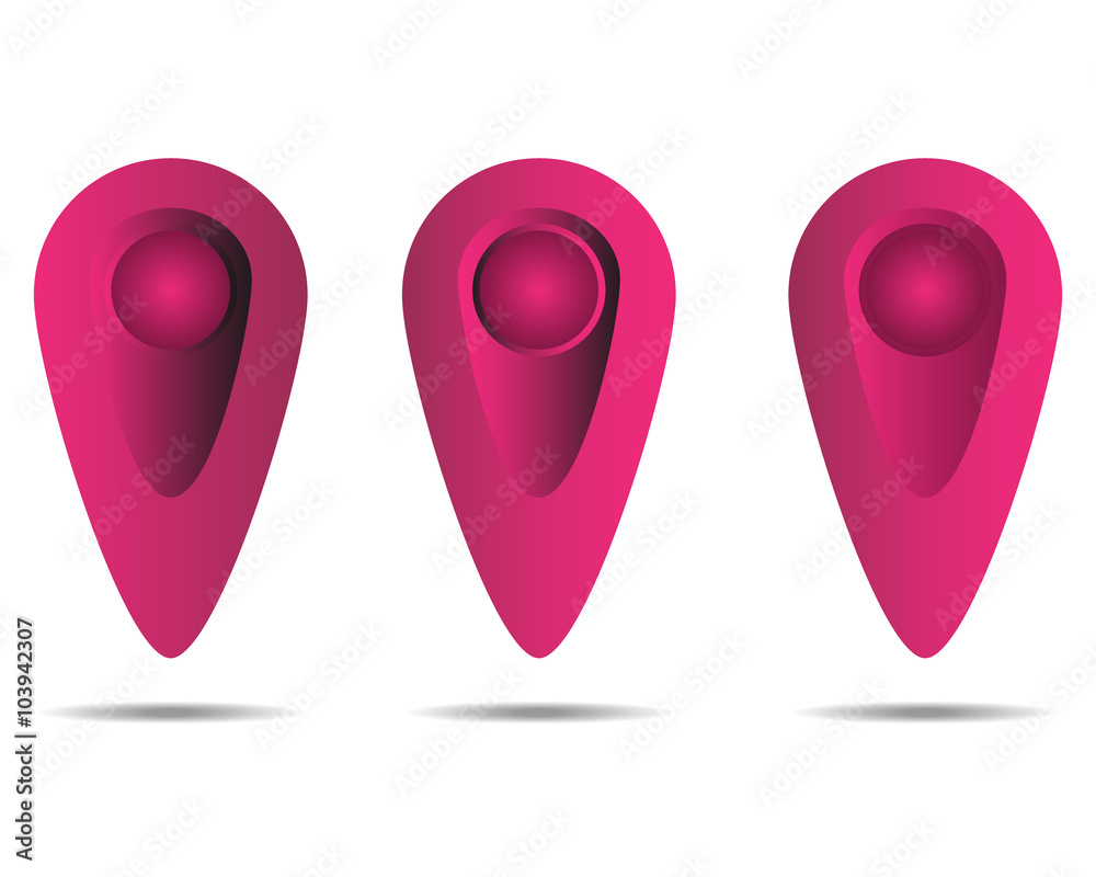 vector pink plastic markers for map