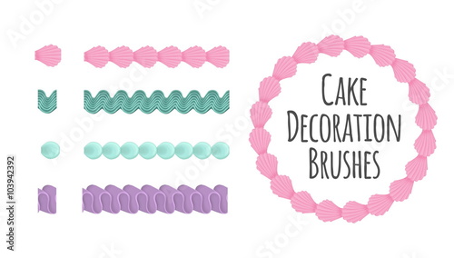 Naturally coloured realistic looking butter cream icing cake and dessert seamless decoration brushes. Drag the element to brush pannel to create a pattern brush.