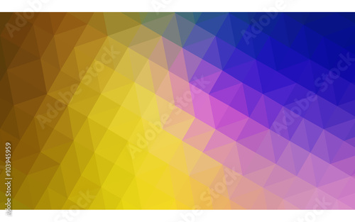 Multicolor dark pink, yellow polygonal design pattern, which consist of triangles and gradient in origami style.