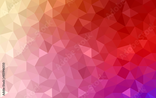 Multicolor dark red, yellow, orange polygonal design pattern, which consist of triangles and gradient in origami style.