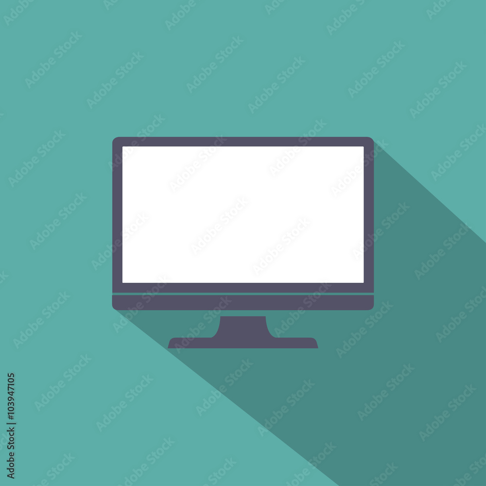 Computer Monitor icon. Modern Flat style with a long shadow Computer Monitor icon. Modern Flat style with a long shadow