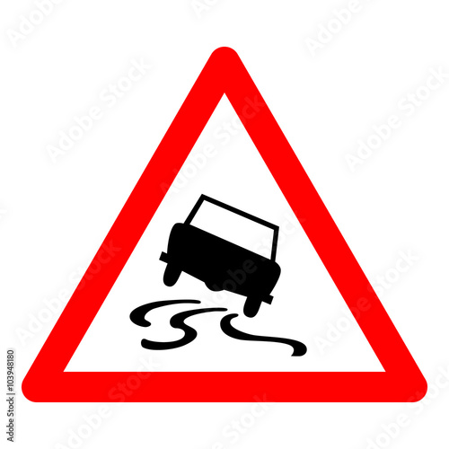 Vector triangle traffic sign for slippery road