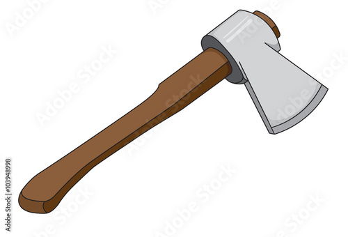 Vector  illustration of Ax with a wooden handle