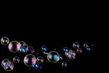 soap bubbles on black background