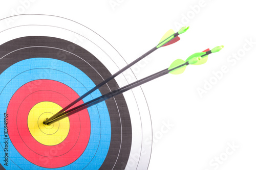 Vászonkép Arrow hit goal ring in archery target