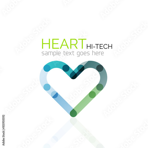 Logo love heart, abstract linear geometric business icon