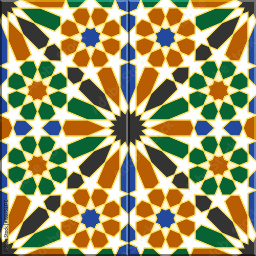 Arabic tiles seamless pattern. Havana, Cuba