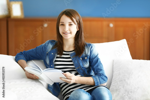 Beautiful girl reading book...