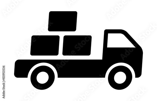 Fast shipping delivery truck with packages flat icon for apps and websites