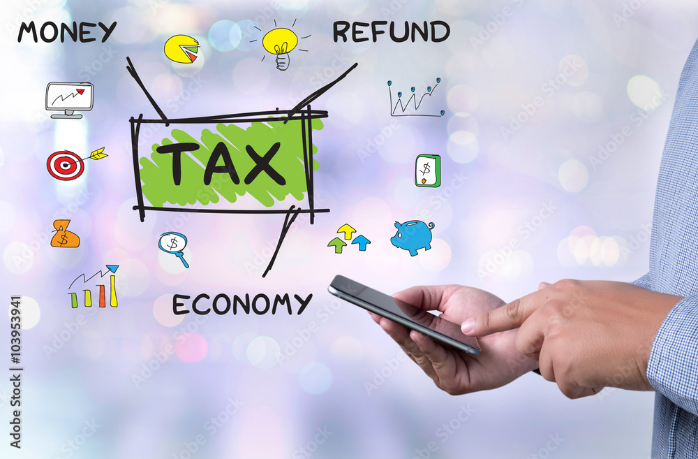 person holding a smartphone , Businessman Tax Economy Refund Mon person holding a smartphone , Businessman Tax Economy Refund Mon