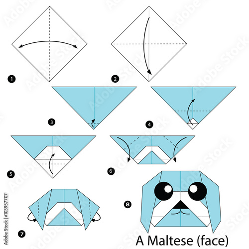 step by step instructions how to make origami A Maltese.