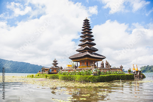Hindu temple Ulun Danu Bratan on the lake of Bratan. Bali  Indonesia