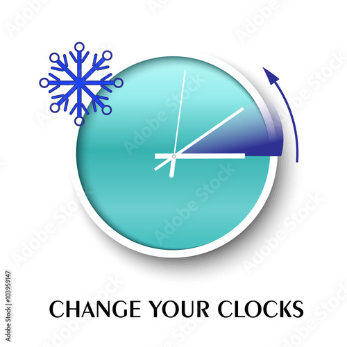 Change your clocks message for Daylight Saving Time. Vector illustration.
