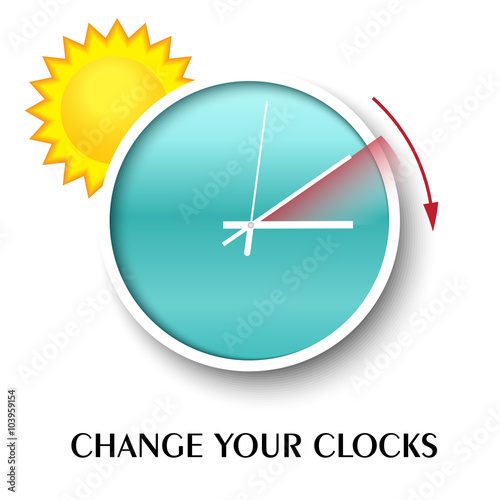 Change your clocks message for Daylight Saving Time. Vector illustration.
