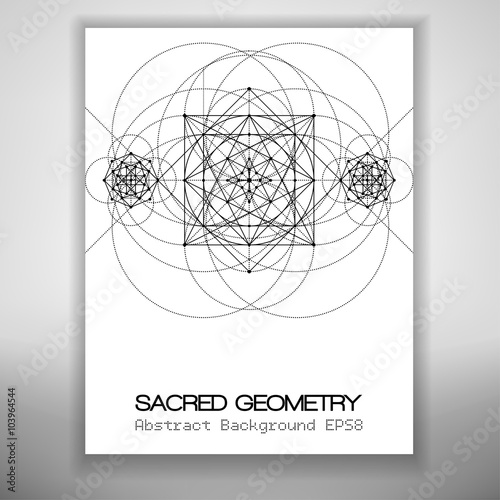 Abstract brochure template with sacred geometry drawing, Vector illustration.