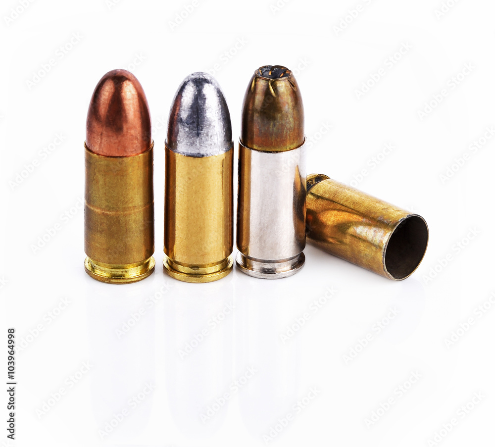 Bullet, bullet casings isolated on white background Bullet, bullet casings isolated on white background