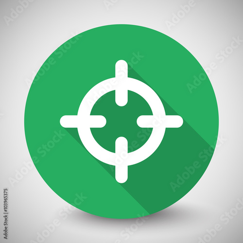 White Scope icon with long shadow on green circle