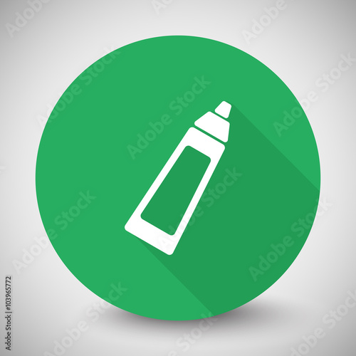 White Baby Bottle icon with long shadow on green circle