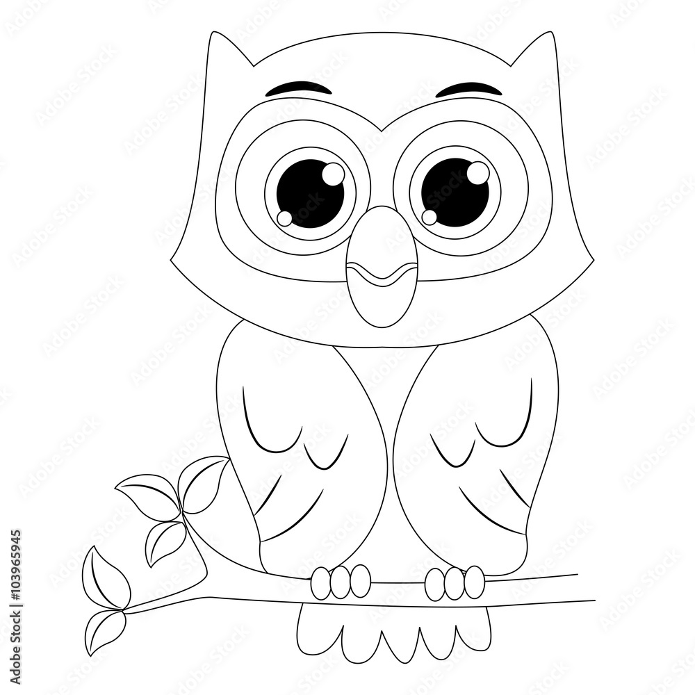 Naklejka premium Coloring Book Outlined Owl