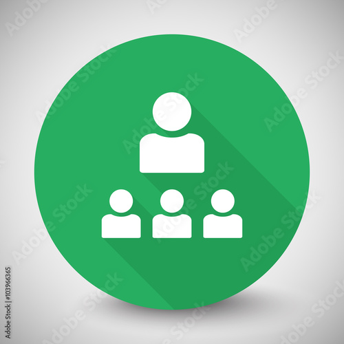 White Organization icon with long shadow on green circle