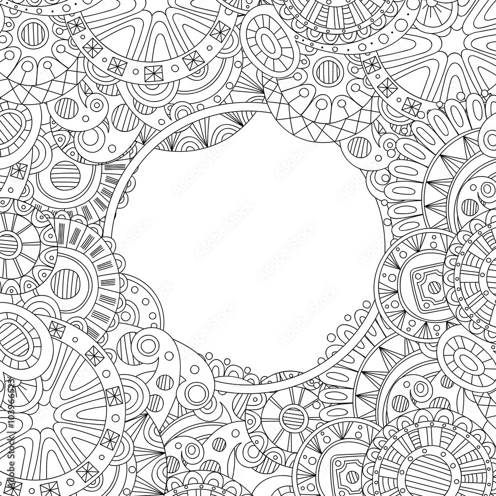 Obraz premium Abstract hand drawn zentangle style frame. Doodle art black and white decorative border.