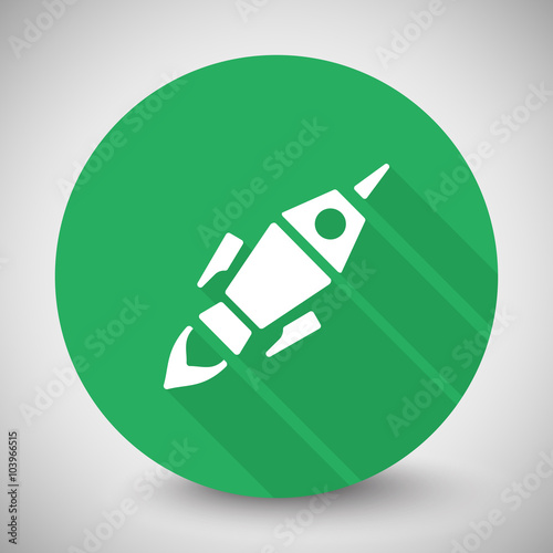 White Smartphone  icon with long shadow on green circle
