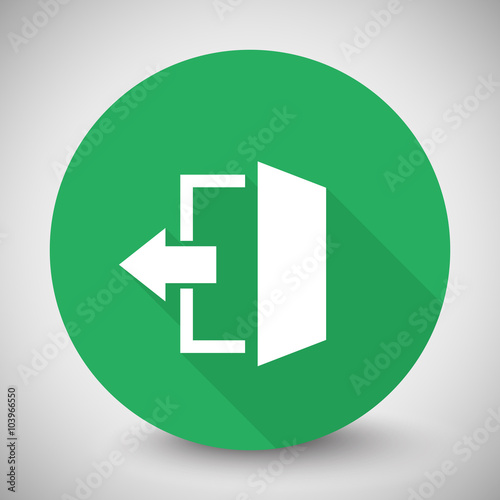 White Smartphone icon with long shadow on green circle