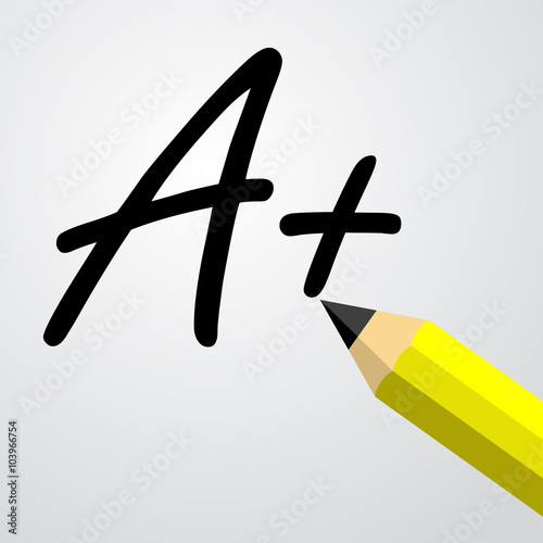 Icono plano texto A con lapiz negro