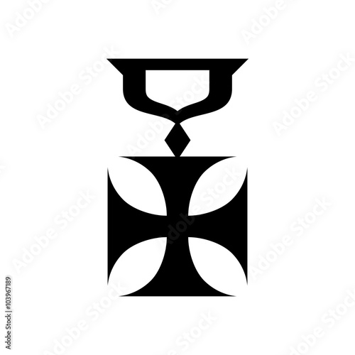 Military cross icon, simple style photo