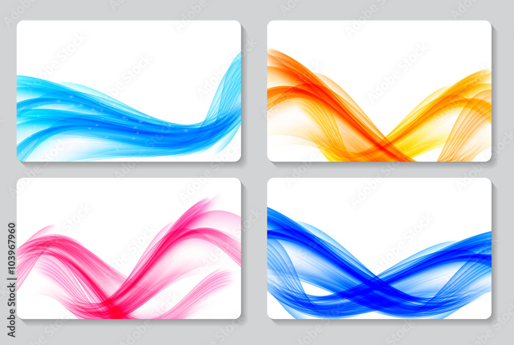 Abstract Colored Wave Card Set Background. Vector Illustration
