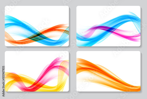 Abstract Colored Wave Card Set Background. Vector Illustration