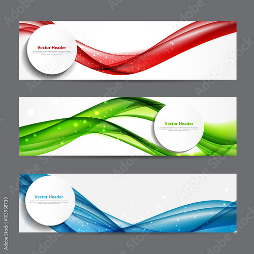 Abstract Colored Wave Header Background. Vector Illustration