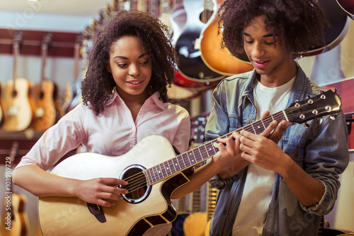 People in musical shop