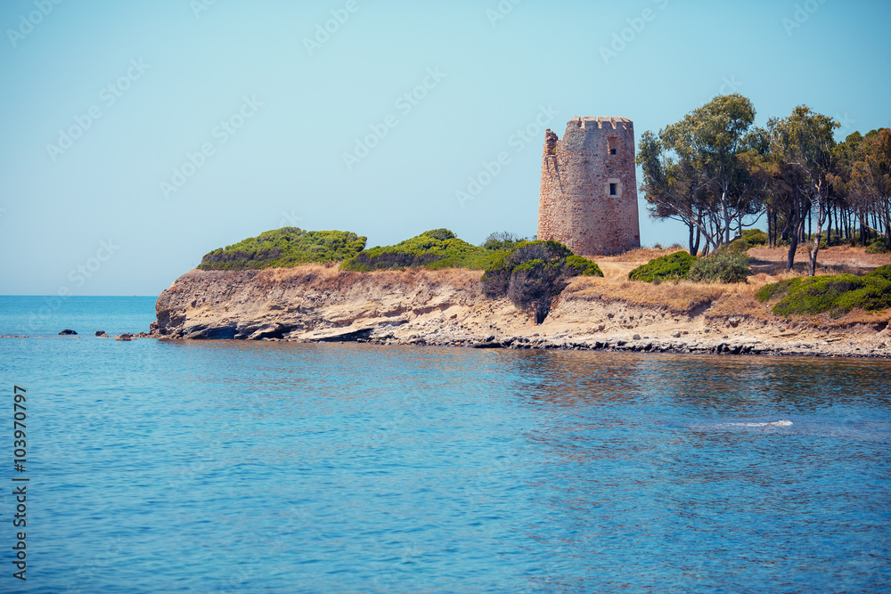 Coastal Tower in Porto Giunco, Sardinia, Italy