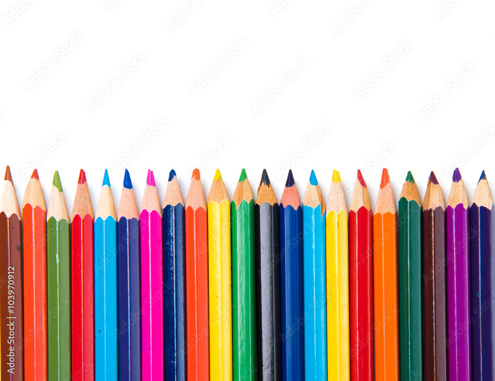 colored pencils closeup on white background colored pencils closeup on white background