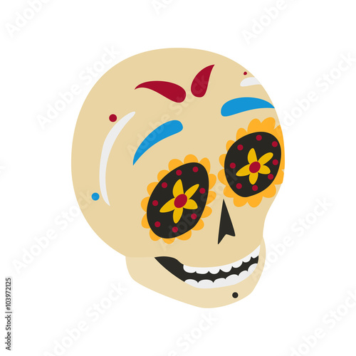 Mexican skull icon, isometric 3d style