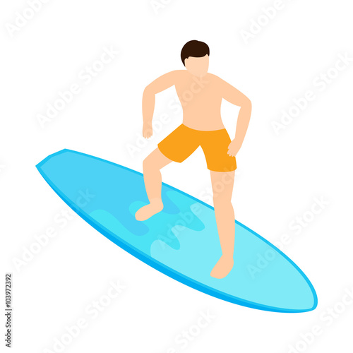 Surfing icon, isometric 3d style 