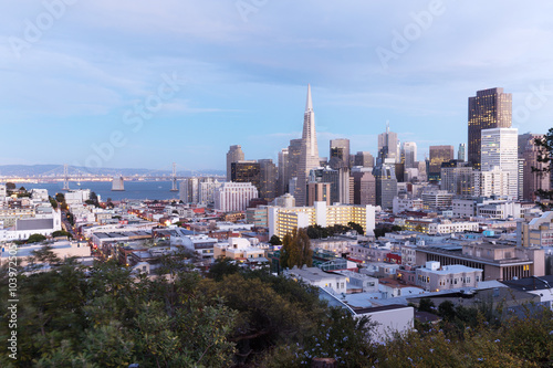 cityscape of San Francisco and illuminated skyline