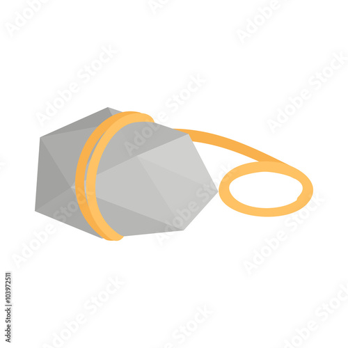 Stone with rope icon, isometric 3d style