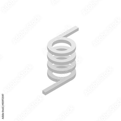 Metal spring icon, isometric 3d style 