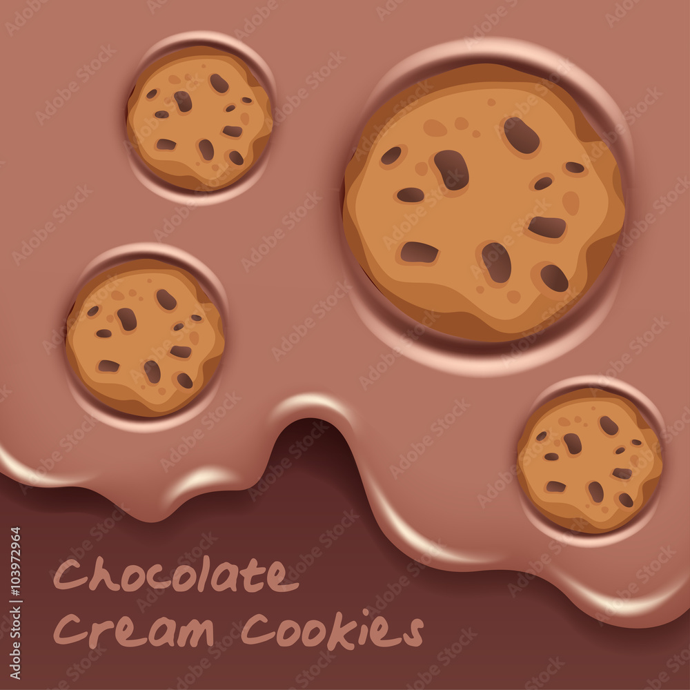 Vector of Melting Cocoa Cream And Cookies : Vector Illustration Vector of Melting Cocoa Cream And Cookies : Vector Illustration