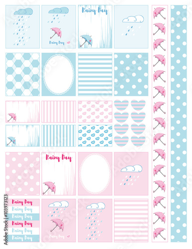  Minimalistic rainy day printable planner stickers for all kind of planners ,notebooks,scrapbooks,school,paper,agendas,fabric etc.