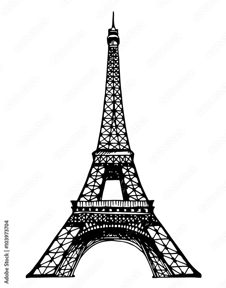 Eiffel Tower illustration on a white background