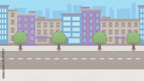 Pixel art empty city vector pattern background