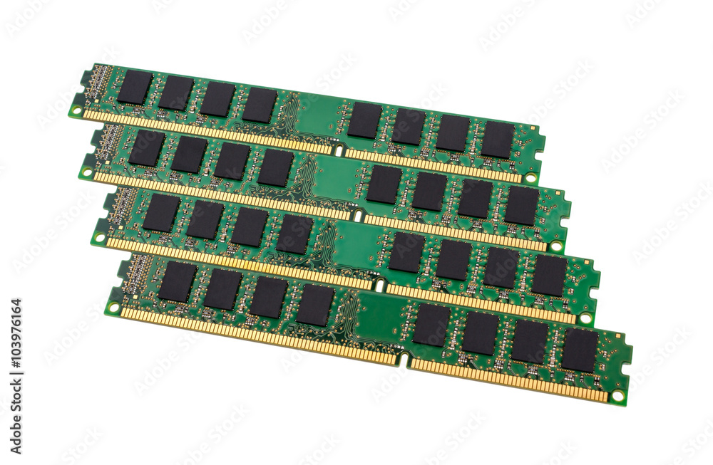 Computer random access memory (RAM) modules isolated on white background Computer random access memory (RAM) modules isolated on white background