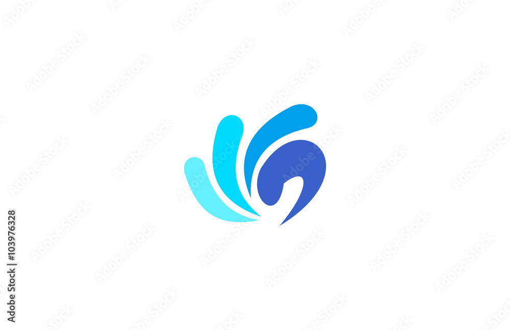 wave water heart logo